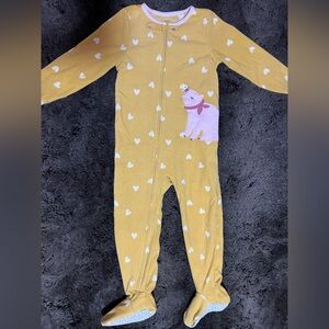 Carter's Yellow Heart Print Bear Footie Size 5T